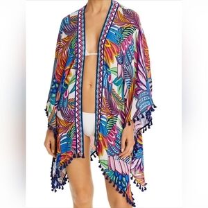 Trina Turk Paradise Plume Swim Cover Wrap Kimono One Size
